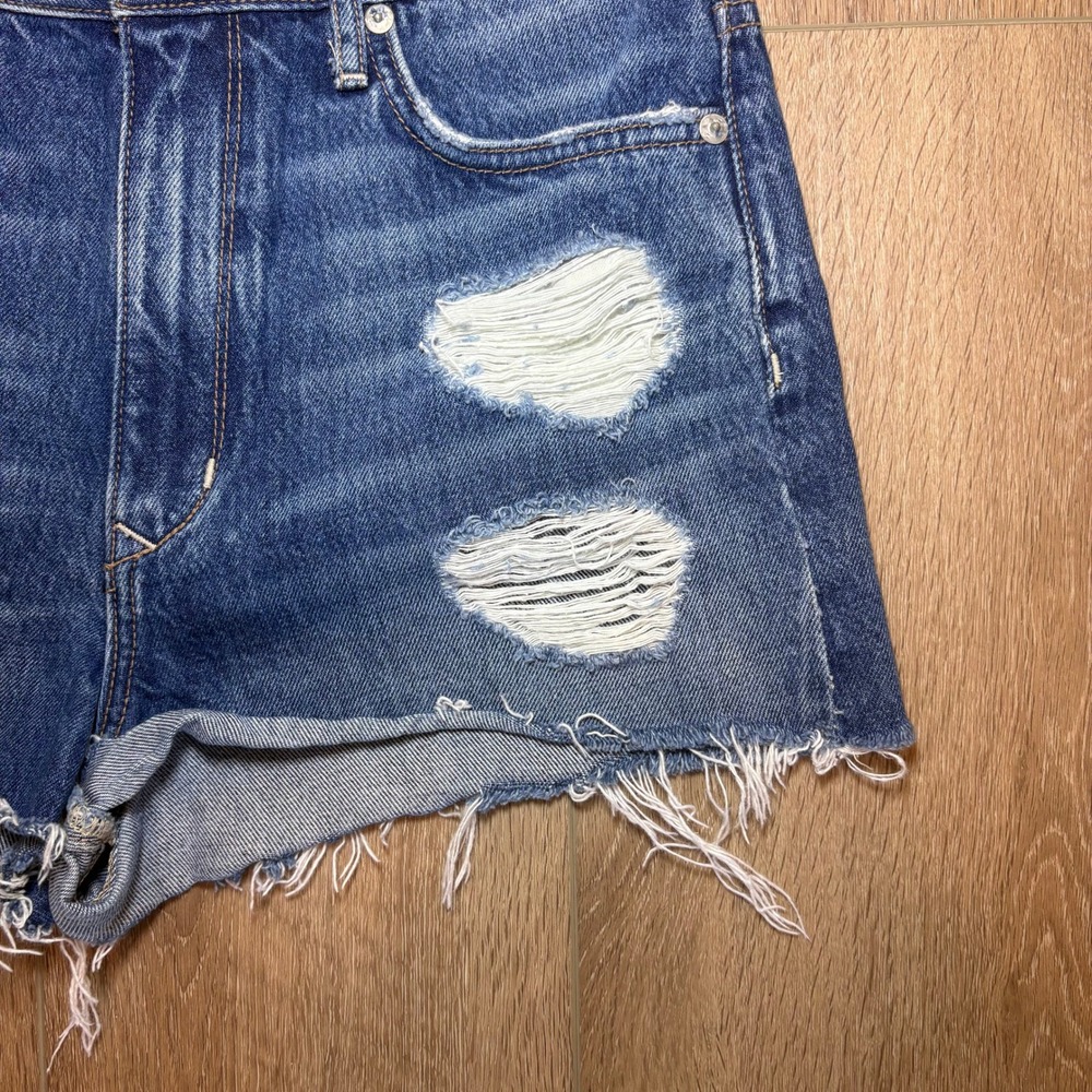 Lovers + Friends REVOLVE Ryan High Rise Distressed Denim Shorts Blue Size 26 - Picture 3 of 14